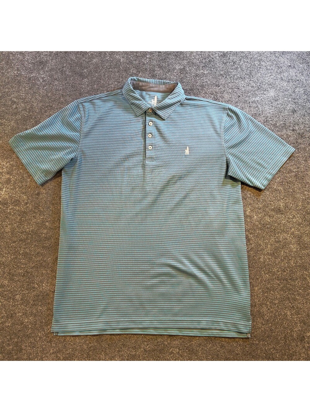 johnnie‑O Prep‑Formance Polo Men’s Large Blue/Gray Stripe Performance